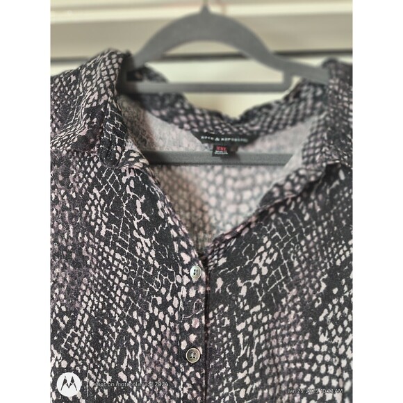 Rock & Republic Collared Short Sleeve Shirt Hi-Low Animal Print Size  XXL #p80-8 - Picture 5 of 10